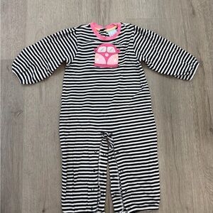 Bella Bliss Black and White Striped Baby Onesie with Pink Car
